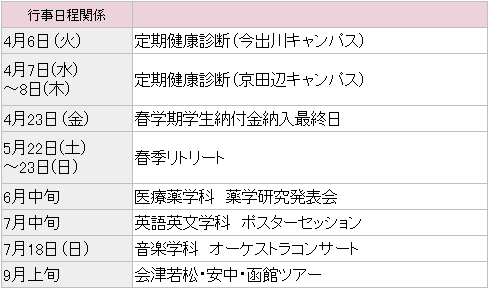 学年暦 同志社女子大学